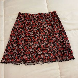 Red floral SHEIN mini skirt